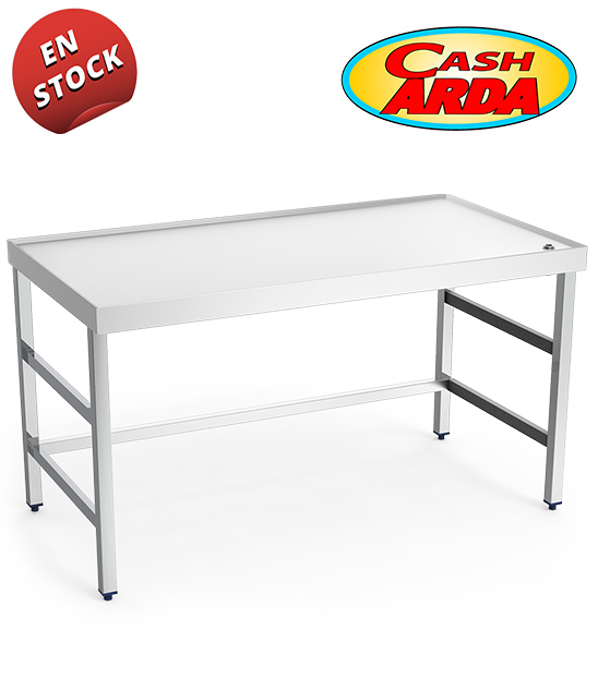 Mesa Central sin Estante con Reborde y Desagüe